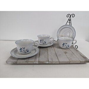 Set of 3 Covington Stoneware Avondale Cups & 3 Saucers Tea Coffee